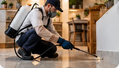Fumigador aplicando tratamiento en una casa de Aguascalientes